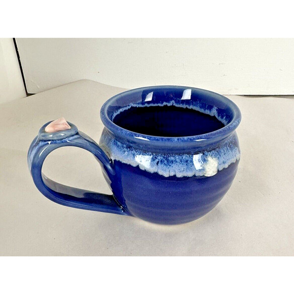 Mug Coffee Tea Healing Touch Pottery Mavin Blue Drips Glazed Jasper Stone - Picture 2 of 8
